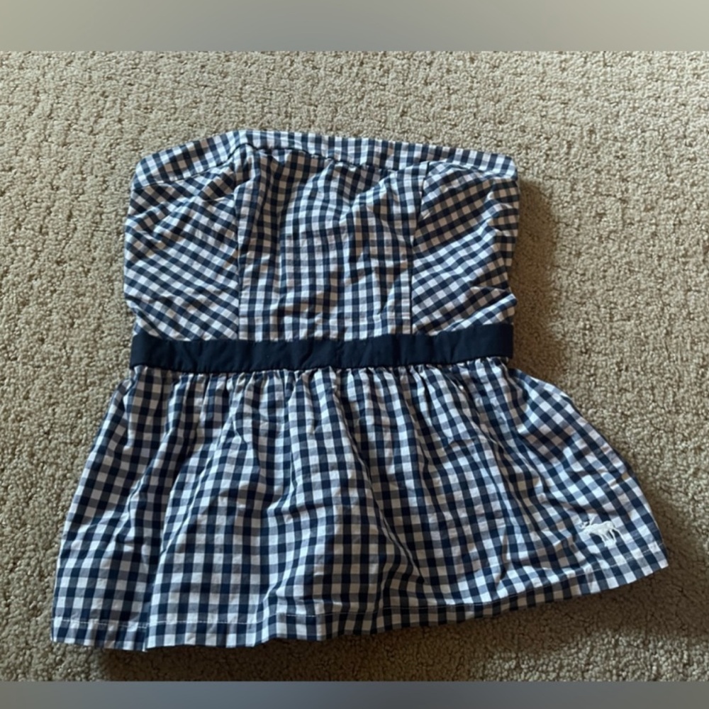 Abercrombie & Fitch Navy and White Checkered Blouse